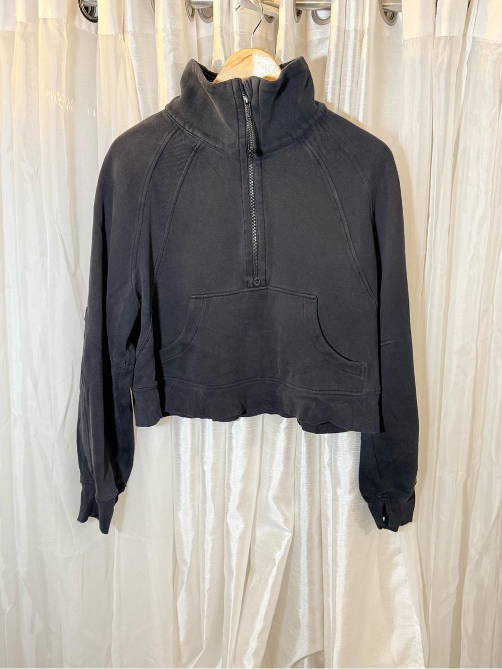 lululemon athletica Black Cropped Half-Zip Bomber Pullover